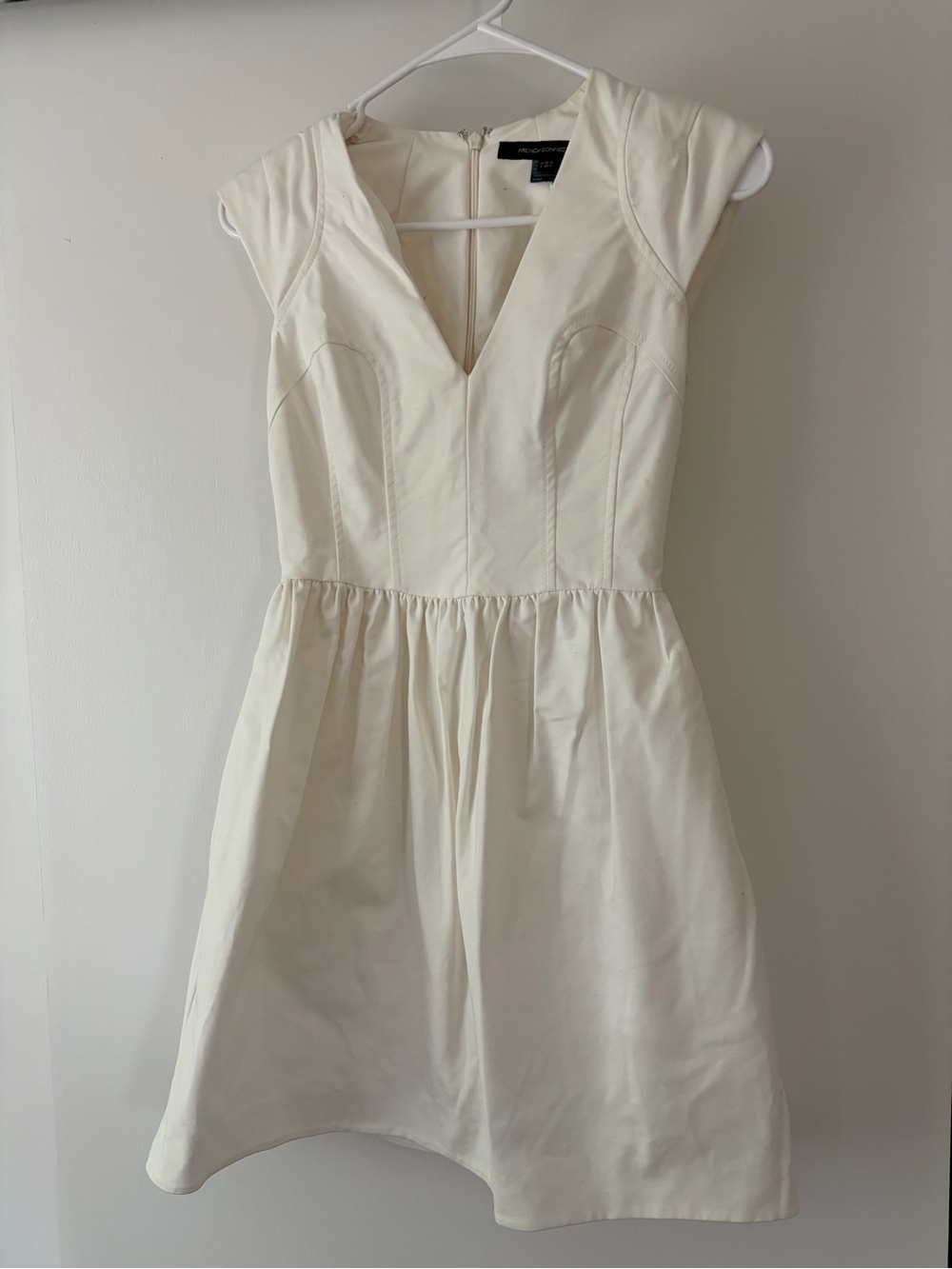 French Connection Cream V-Neck Mini Dress